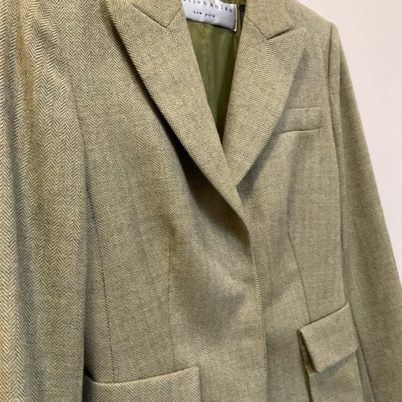 CHARLES NOLAN New York Green Wool Chevron Blazer With Elbow Patches Size 4 - Picture 4 of 9